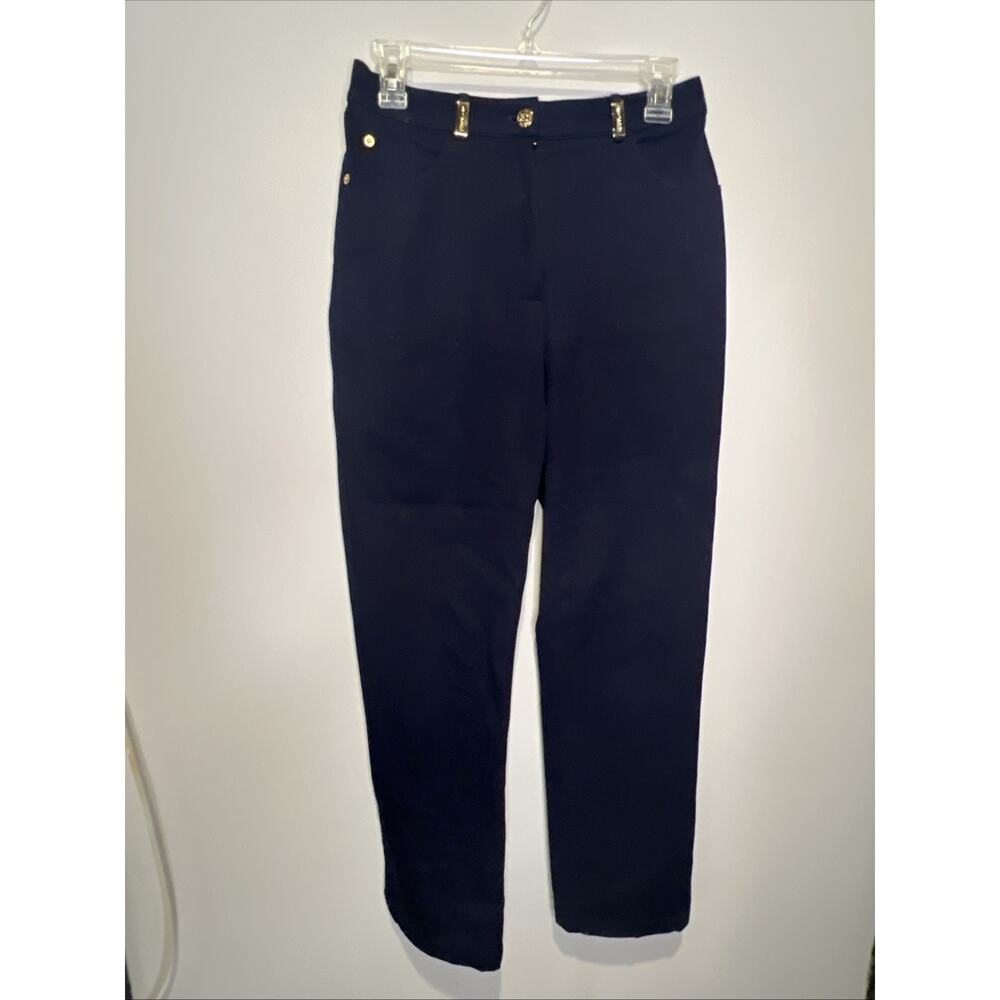 St.‎ John Sport My Marie Gray Navy Straight Legs Size Four Pant Stretch
